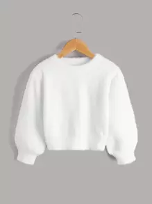 SHEIN Suéter de punto unicolor de peluche - Blanco - Ver 1