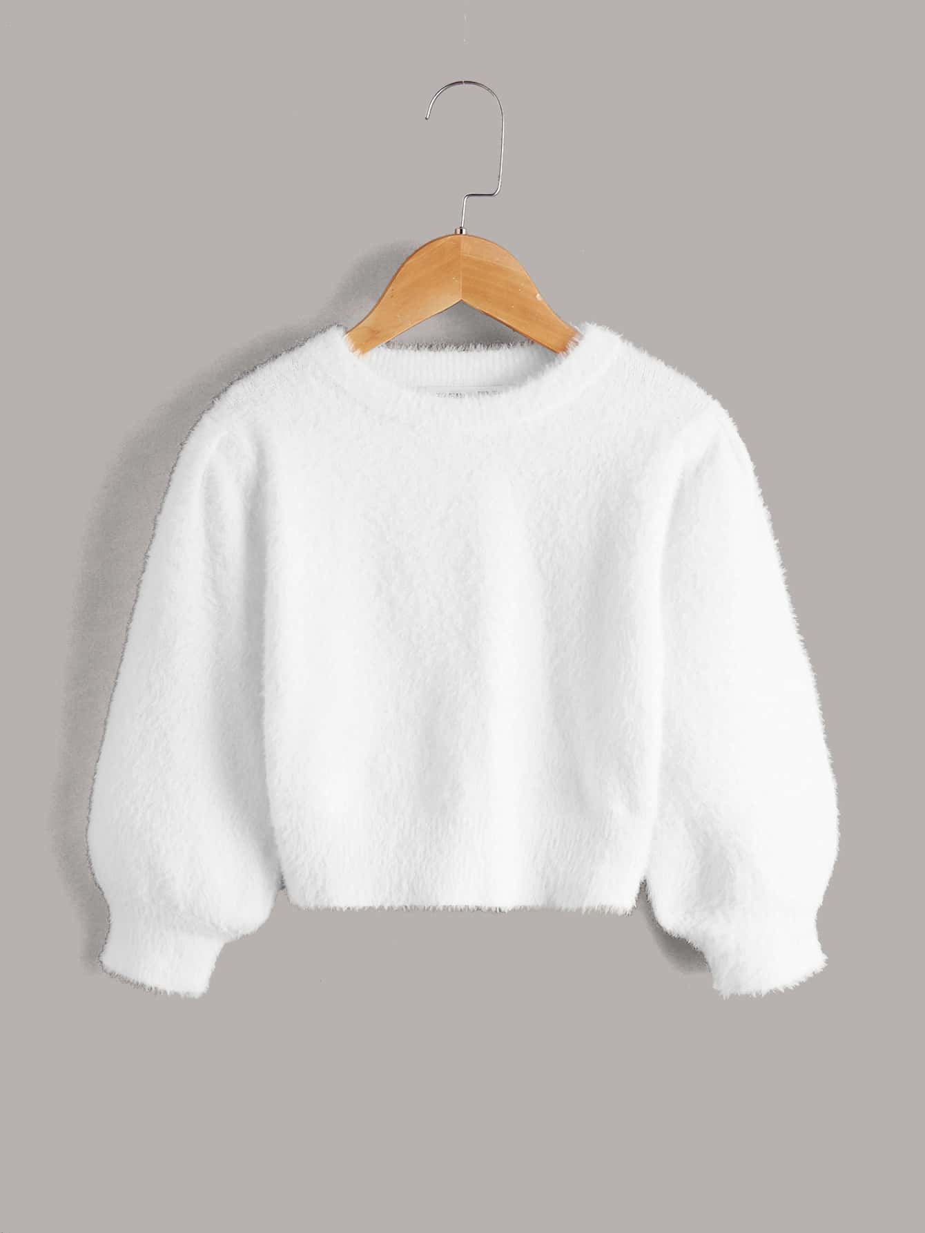 SHEIN Suéter de punto unicolor de peluche - Blanco - Ver 1