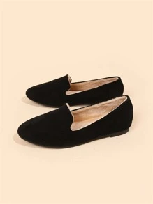 Minimalist Suedette Loafers - Black - View 4