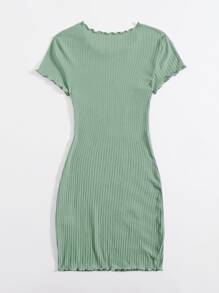 SHEIN EZwear Đầm Xù nhỏ Gân đan màu trơn Giải trí - Màu xanh Bạc hà - Xem 2