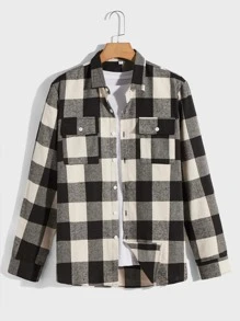 ROMWE MEN Áo sơ mi Nam Túi Nút phía trước Kẻ sọc Sẵn sàng - Nhiều màu - Xem 1