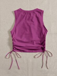 SHEIN EZwear Drawstring Ruched Side Crop Tank Top