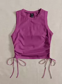 SHEIN EZwear Drawstring Ruched Side Crop Tank Top