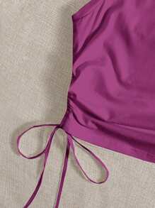 SHEIN EZwear Drawstring Ruched Side Crop Tank Top