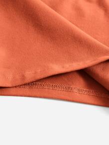 SHEIN BASICS Square Neck Solid Tee - Orange - View 4
