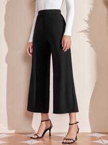EMERY ROSE High Waist Flare Leg Pants - Black - View 3