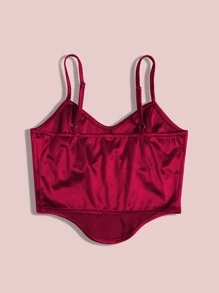 SHEIN Unity Camis Asimetris Plain Seksi - Burgundy - View 2