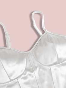 Chiquease Curved Hem Satin Cami Top - White - View 4