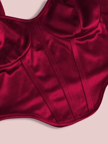 SHEIN Unity Camis Asimetris Plain Seksi - Burgundy - View 5