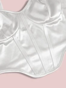 Chiquease Curved Hem Satin Cami Top - White - View 5