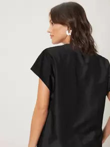 MOTF PREMIUM Top viscosa de manga murciélago - Negro - Ver 2