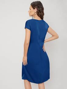 MOTF PREMIUM GATHERED BATWING SLEEVE DRESS - Blue - View 2