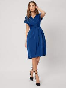 MOTF PREMIUM GATHERED BATWING SLEEVE DRESS - Blue - View 4