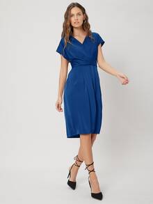 MOTF PREMIUM GATHERED BATWING SLEEVE DRESS - Blue - View 6