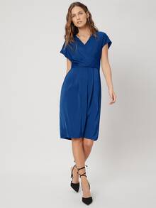 MOTF PREMIUM GATHERED BATWING SLEEVE DRESS - Blue - View 7