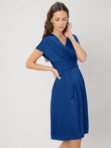 MOTF PREMIUM GATHERED BATWING SLEEVE DRESS - Blue - View 10