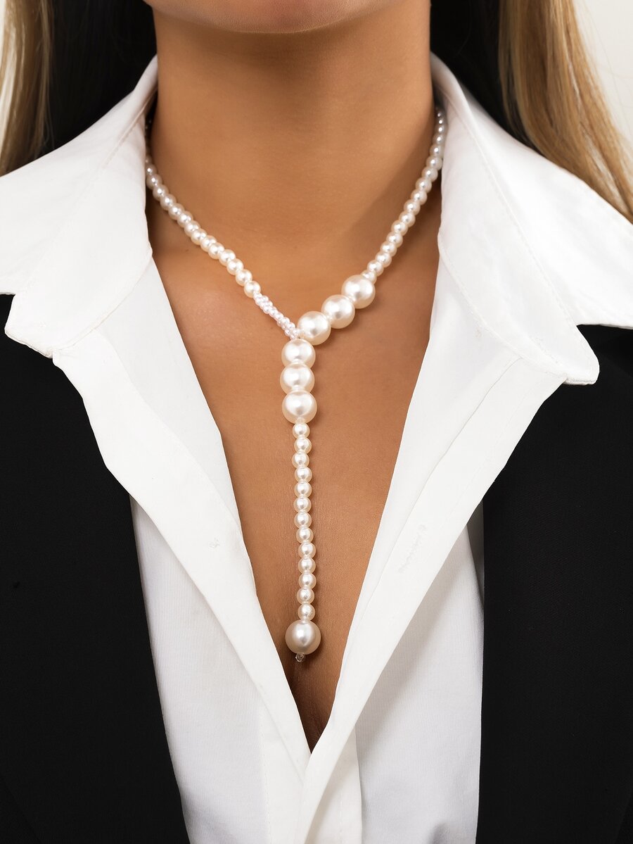 Faux Pearl Beaded Necklace SHEIN USA