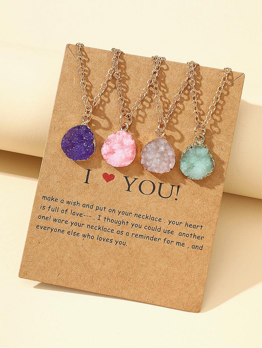 4pcs Resin Charm Necklace - Multicolor - View 1
