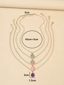 4pcs Resin Charm Necklace - Multicolor - View 3