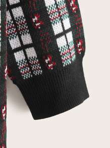 SHEIN Girls Single Breasted Plaid Pattern Cardigan - Multicolor - View 4