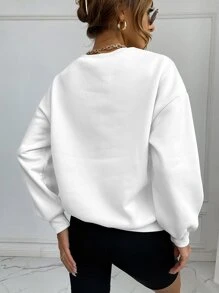 SHEIN Unity 长款连帽衫 FRANCEYOUTH EST2012 HUMOR FOX BEHAVIOR - 白色 - 查看 2