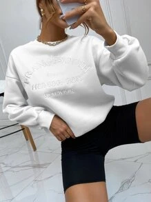 SHEIN Unity 长款连帽衫 FRANCEYOUTH EST2012 HUMOR FOX BEHAVIOR - 白色 - 查看 3