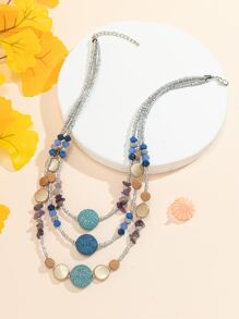 Beaded Layered Necklace - Multicolor - View 2