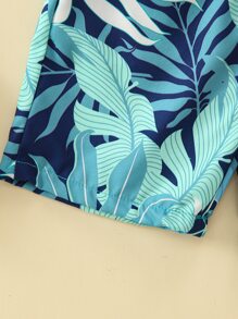 Bộ thời trang bé trai Thắt nơ trước Nhiệt đới Slogan Boho - Màu xanh lam - Xem 4