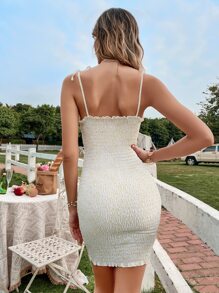 滿版印花肩部打結打褶緊身洋裝 - 彩色 - 查看 2