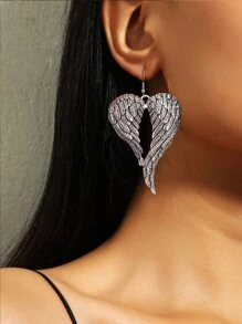 1pc Wing Drop Earrings Copper Jewelry - Antique Silver - View 1