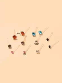 108pairs Rhinestone Decor Stud Earrings