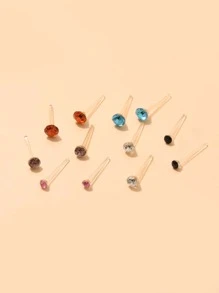 108pairs Rhinestone Decor Stud Earrings