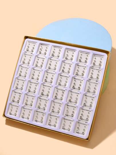 108 件套简约时尚透明水晶耳钉套装，适合女性日常佩戴和作为礼物