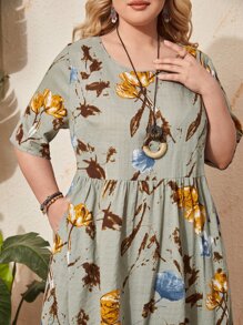 EMERY ROSE Plus A-Line Floral Print Dress - Multicolor - View 4