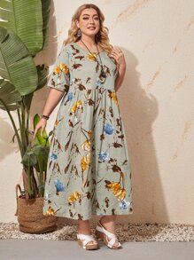 EMERY ROSE Plus A-Line Floral Print Dress - Multicolor - View 5