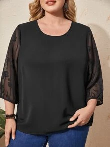 EMERY ROSE Áo sơ mi Plus Size màu trơn Giải trí - màu đen - Xem 4