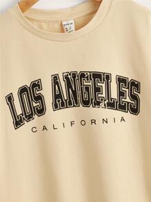 SHEIN Girls Letter Graphic Tee - Apricot - View 3