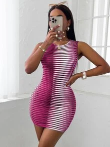 SHEIN SXY Geo Print Bodycon Dress - Multicolor - View 4