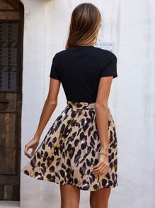 SHEIN LUNE Graphic Print Belted Dress - Multicolor - View 2