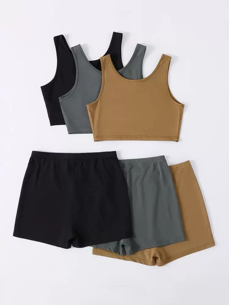 SHEIN Unity Bộ đồ hai mảnh nữ màu trơn Giải trí - Nhiều màu - Xem 2