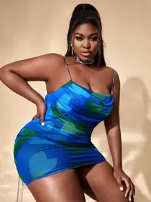 Slaydiva Plus Colourblock Ruched Bodycon Dress - Multicolor - View 4