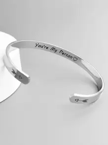 HOTNICE Những người đàn ông thời trang và phổ biến Letter Graphic Cuff Bangle Thép không gỉ Punk Hip Pop Phong cách cho món quà trang sức và cho một vẻ ngoài sành điệu - Bạc - Xem 1