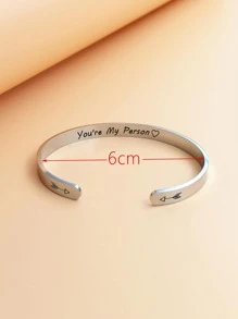 HOTNICE Những người đàn ông thời trang và phổ biến Letter Graphic Cuff Bangle Thép không gỉ Punk Hip Pop Phong cách cho món quà trang sức và cho một vẻ ngoài sành điệu - Bạc - Xem 3