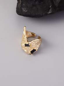 男士幾何裝飾戒指 - 金黃色 - 查看 2