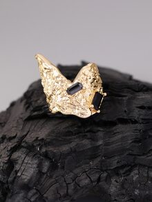 男士幾何裝飾戒指 - 金黃色 - 查看 3