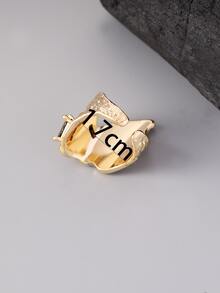 男士幾何裝飾戒指 - 金黃色 - 查看 4