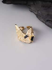 男士幾何裝飾戒指 - 金黃色 - 查看 5