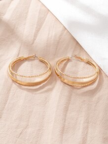 多層圓耳環 - 金黃色 - 查看 2