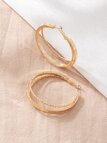 多層圓耳環 - 金黃色 - 查看 4