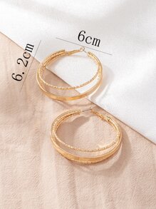 多層圓耳環 - 金黃色 - 查看 5